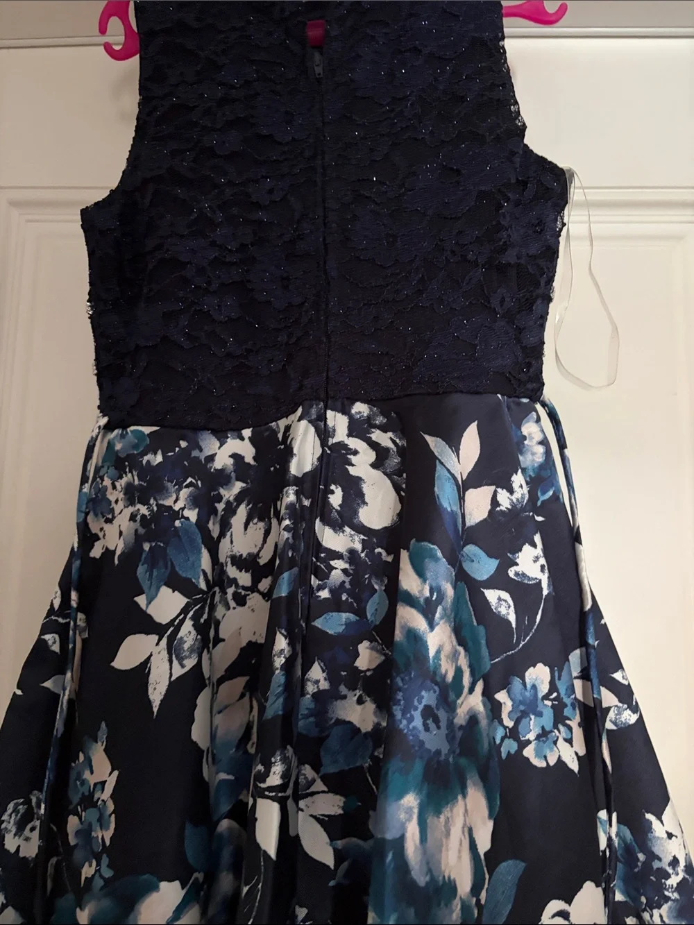 Speechless Navy and Blue Floral High-Low Party Dress